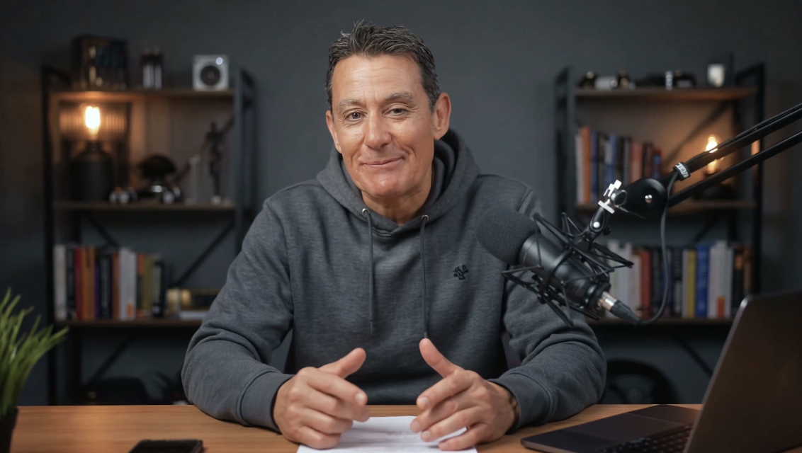 Greg presenting in a studio