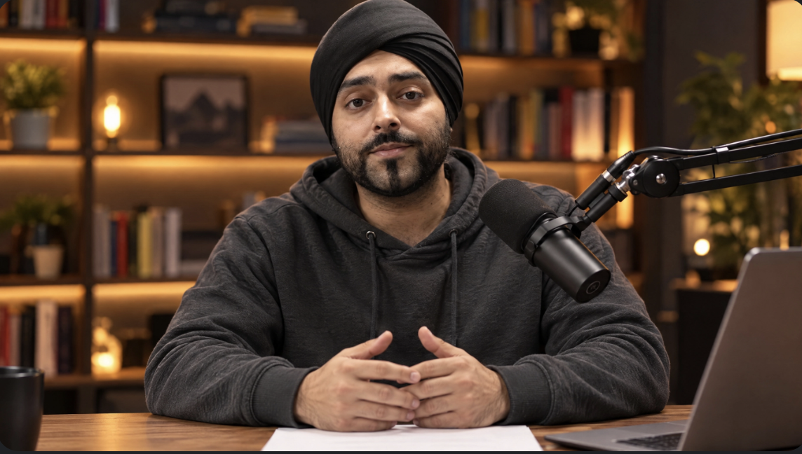 Gurdas presenting in a studio